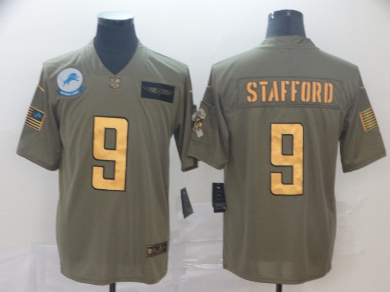 Men's Detroit Lions Matthew Stafford #9 Brown Jersey